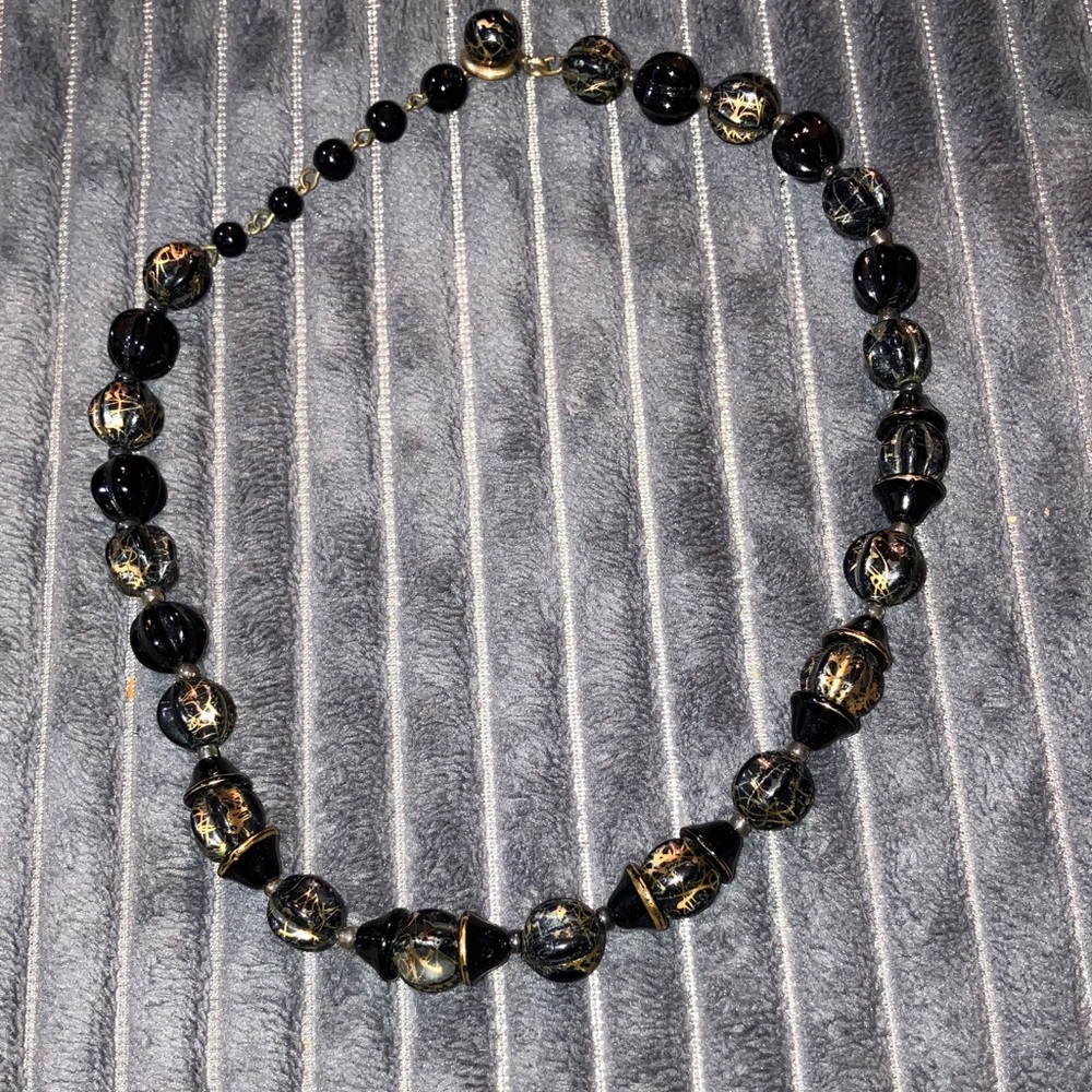 3/$15 Black and Gold Beaded Choker Necklace